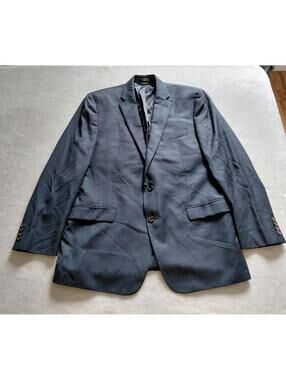Ralph Lauren Sport Coat Blazer Mens 44 L Blue Windowpane Plaid 100% Wool Jacket